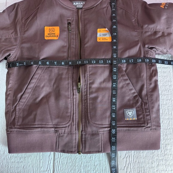 NWT Ariat Rebar Dura Canvas Sherpa Lined Bomber Jacket Womens Medium Muted Plum - Picture 9 of 10